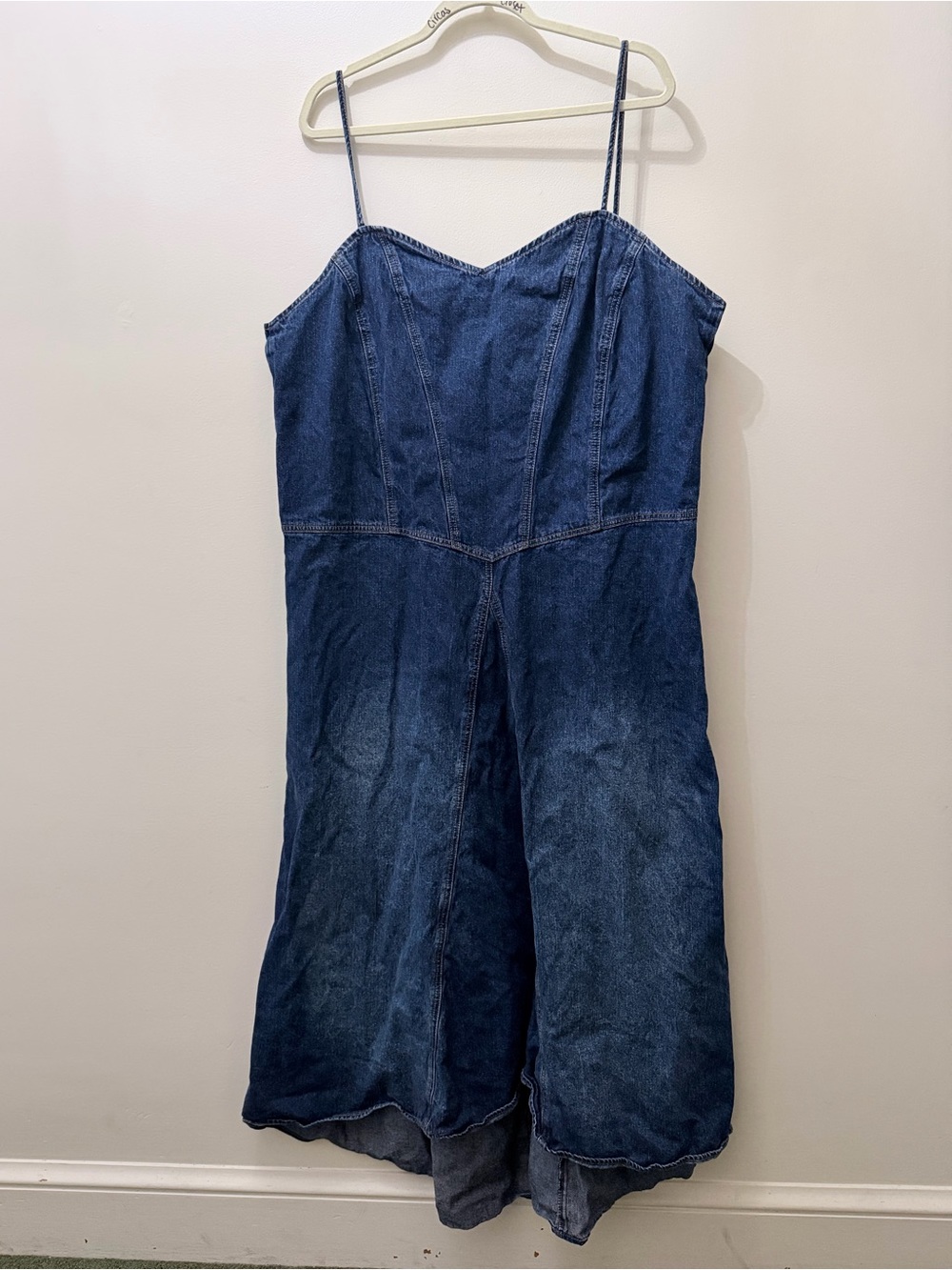 Vintage Ashley Stewart Denim Jean Midi Tank Dress Western Cowgirl Boho 22 Plus